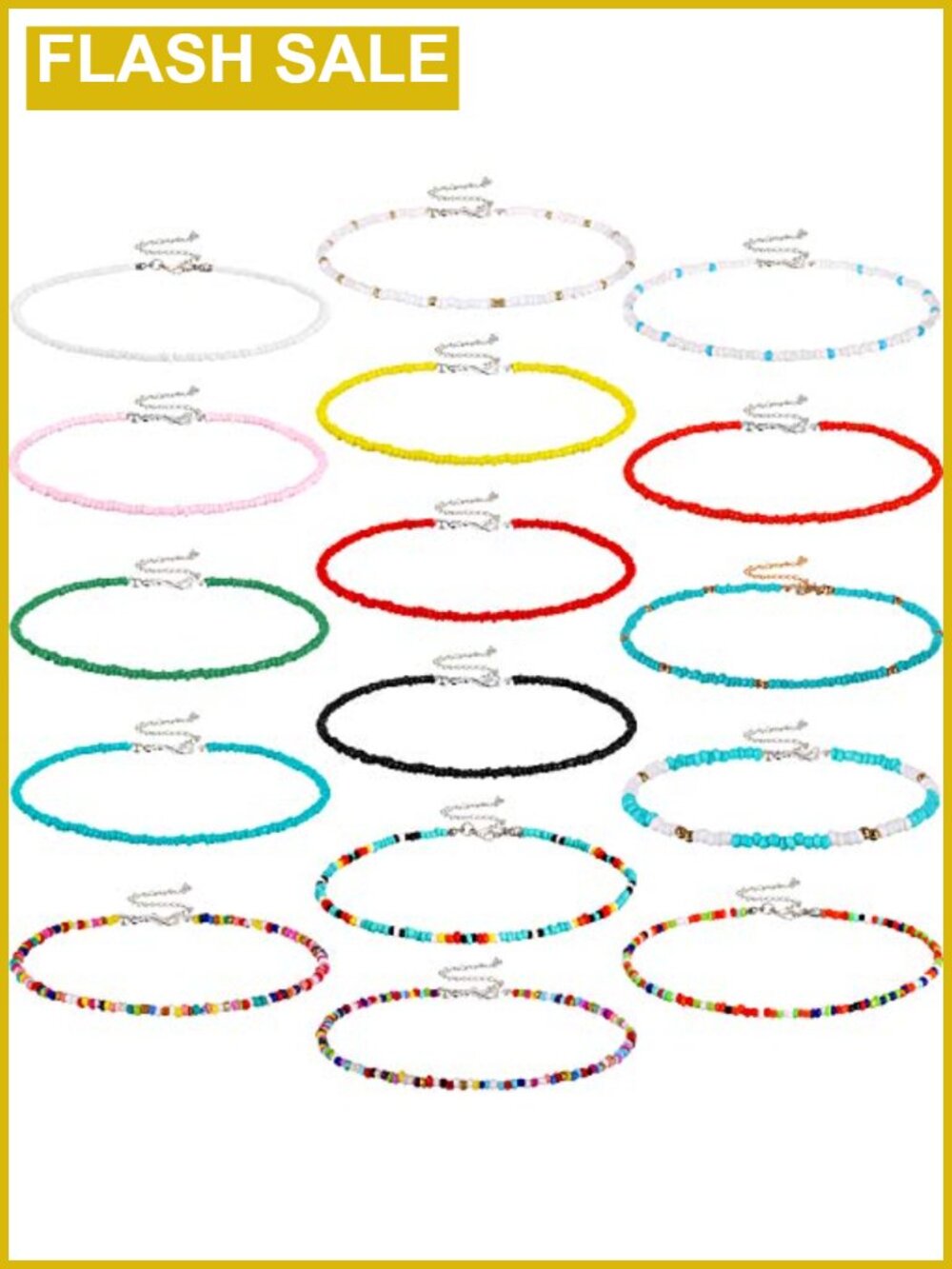 Boho Beaded Choker Necklace Seed Bead Adjustable Summer Beach Set
